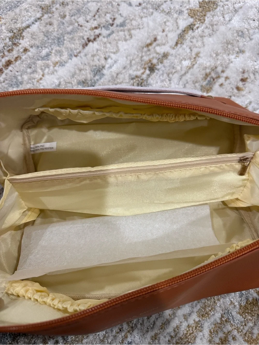 Tan Travel Makeup Organizer Bag